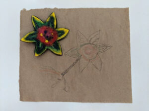 Artwork - felted pin & drawing