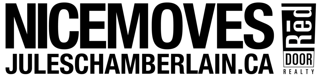 Logo reading Nice Moves Jules Chamberlain Red Door Realty